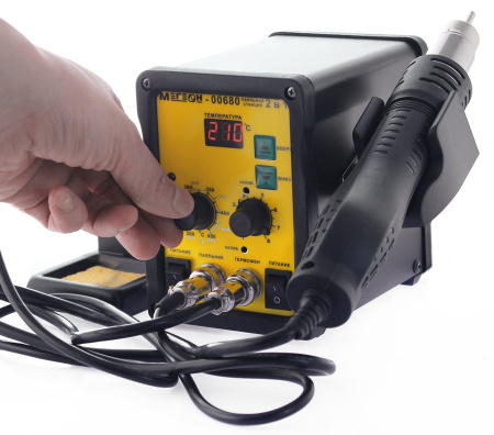 Паяльная станция 2 в 1 МЕГЕОН 00680 купить по низкой цене | МАКСПРОФИТ