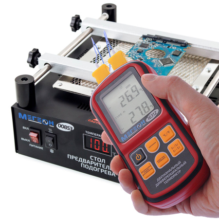 Измеритель температуры цифровой двухканальный МЕГЕОН 16312 купить по низкой цене | МАКСПРОФИТ